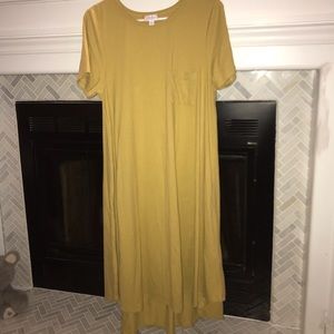 LuLaRoe Carly Solid Mustard Yellow Dress Size L